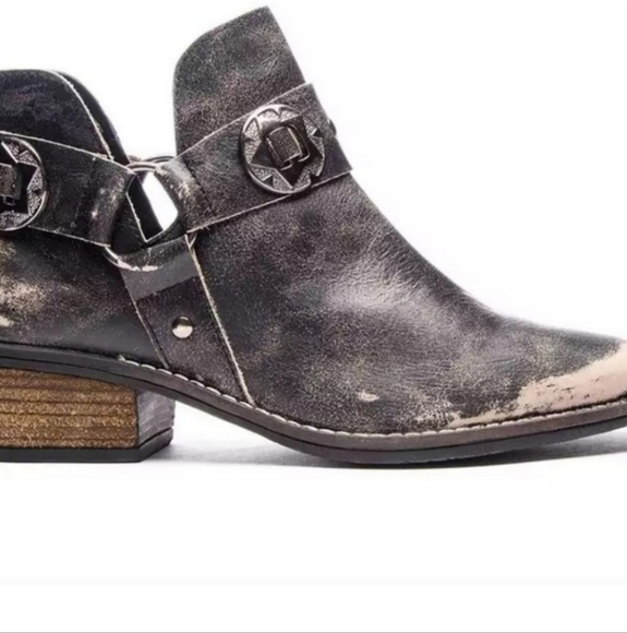 Austin Chinese Laundry Distressed Black Gray Ankle Boots Booties 9 10 - Picture 2 of 4